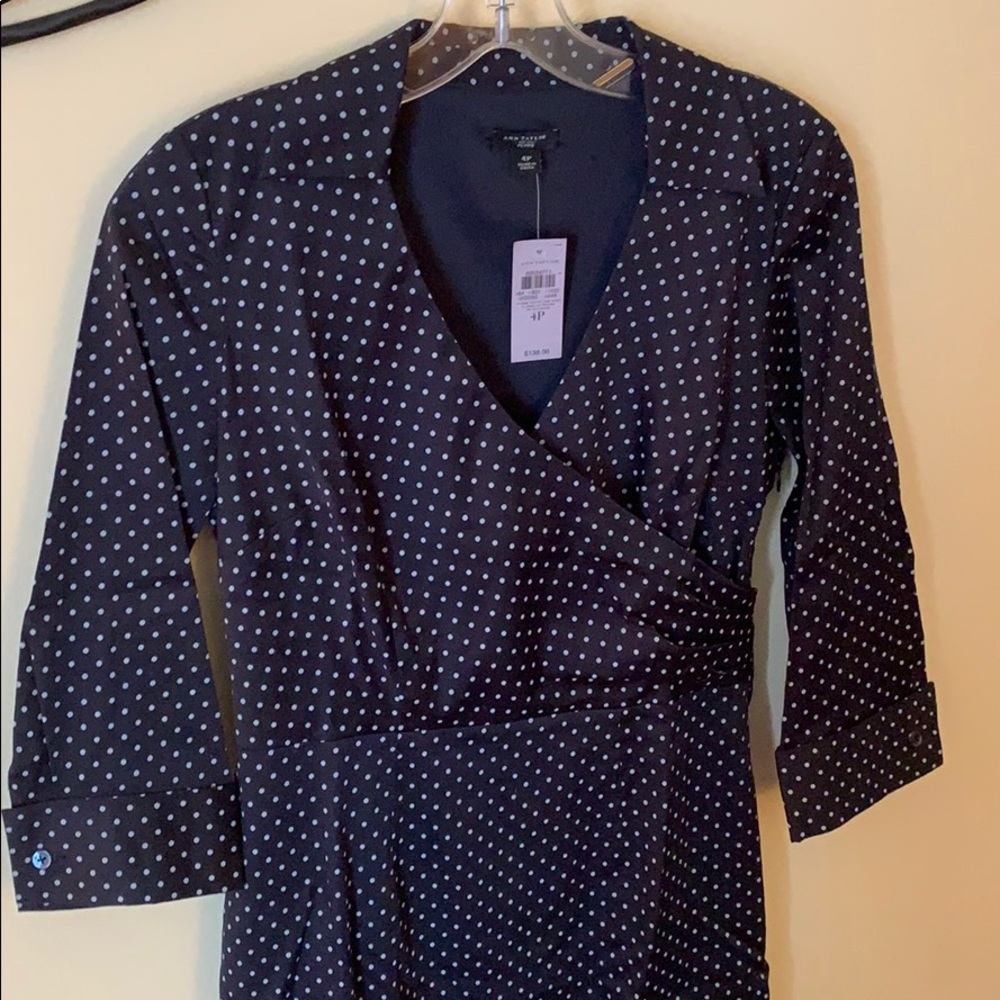 Ann Taylor Navy Polka Dot Dress